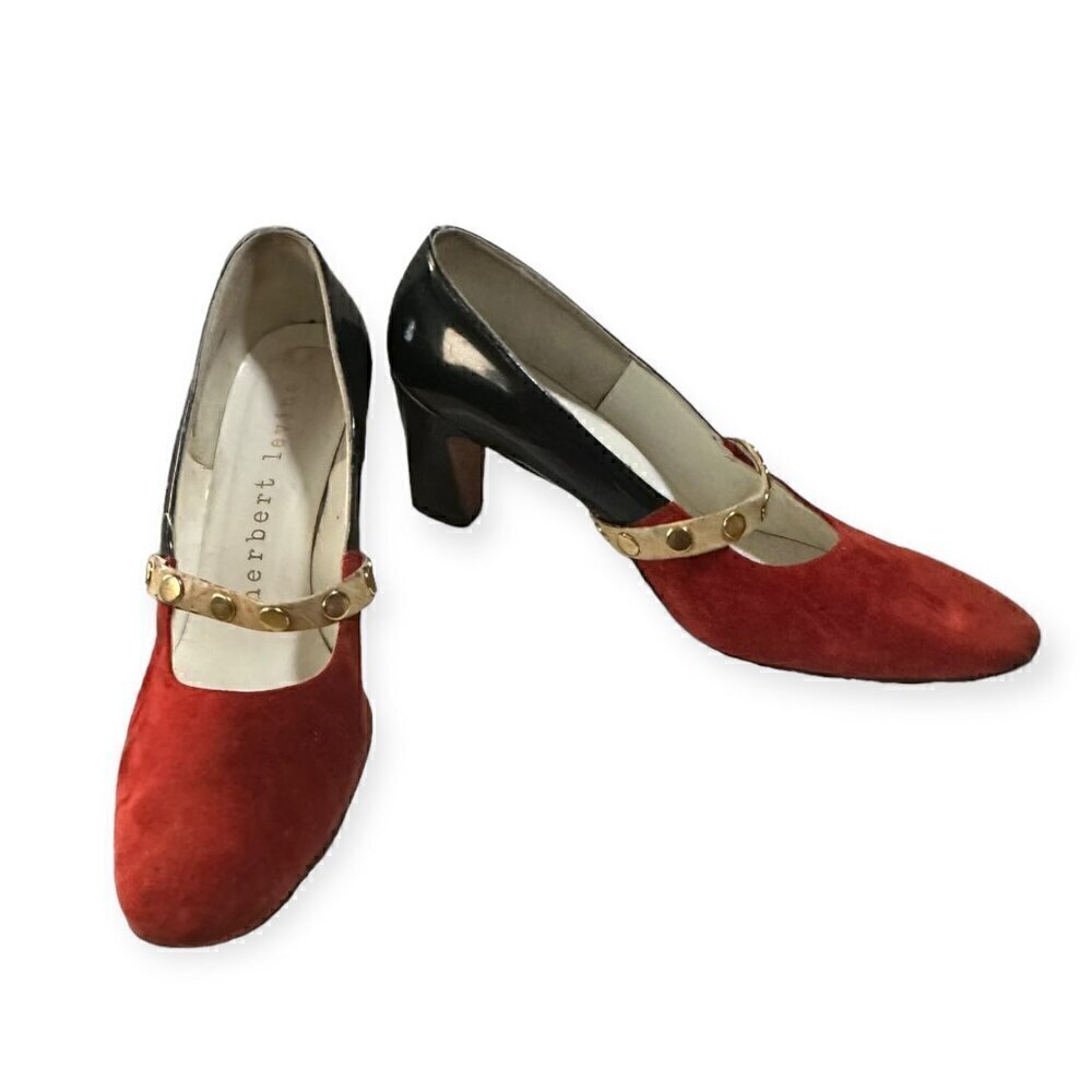 Vintage Herbert Levine 60s Mod Color Block Pumps, Size 7 1/2 aaa
